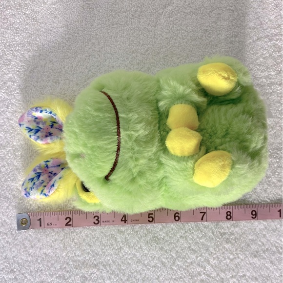 Soft Green Frog with Floral Ears Stuffed Animal Plush Toy - Picture 8 of 9
